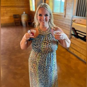 Anthropologie beaded halter dress size 10p, HD in Paris